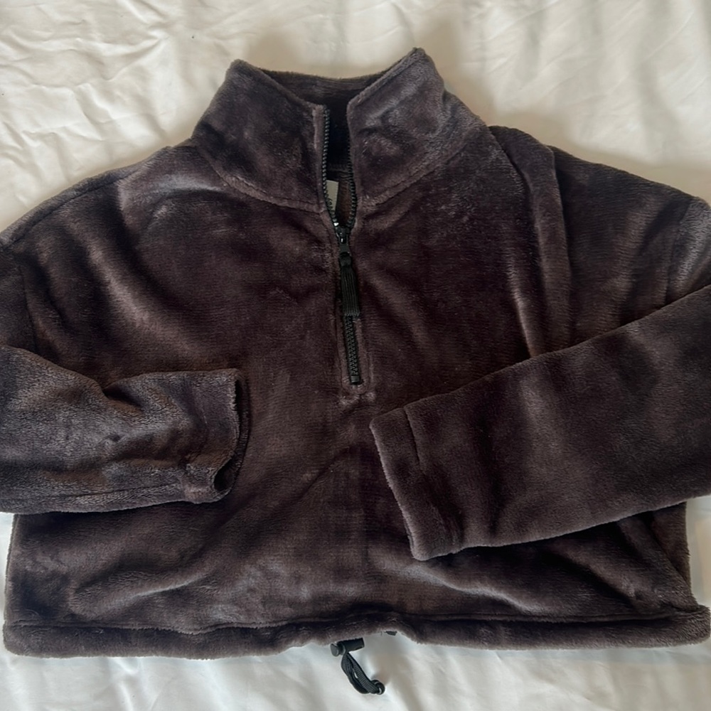 Urban Outfitters cropped fuzzy quarter zip